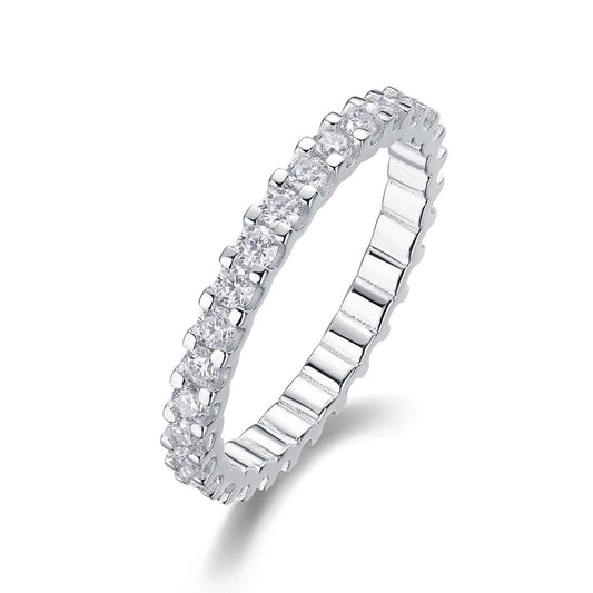 Alliance pour femme en argent véritable et moissanite