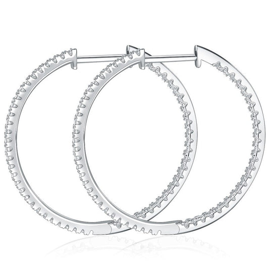 Boucles d'oreilles créoles en argent véritable et moissanite
