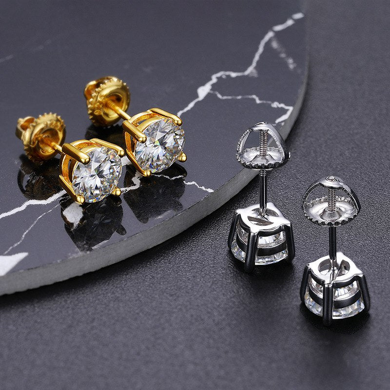 Clous d'oreilles en argent véritable et moissanite