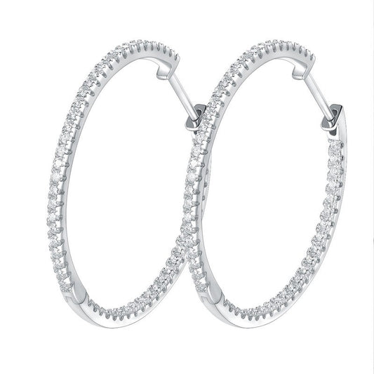Boucles d'oreilles créoles en argent véritable et moissanite