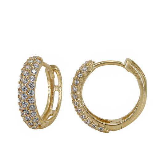 Boucles d'oreilles créoles en or véritable et zircone cubique