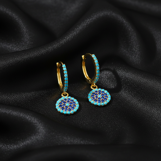 Boucles d'oreilles créoles en or véritable contre le mauvais œil