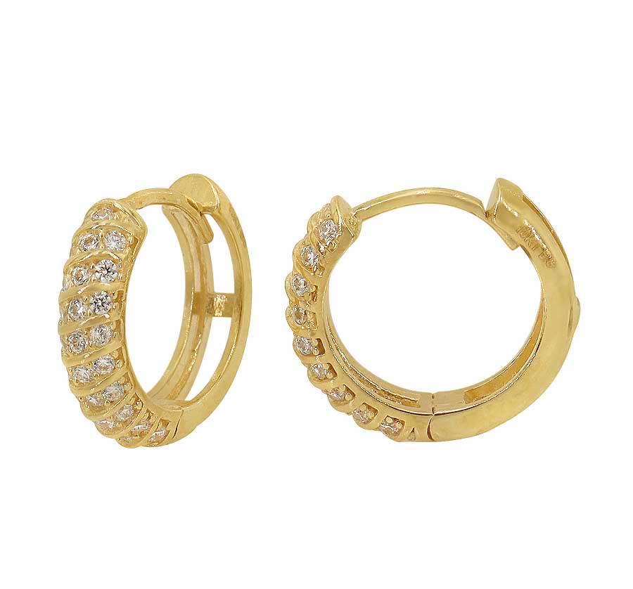 Boucles d'oreilles rondes en or véritable et zircone cubique