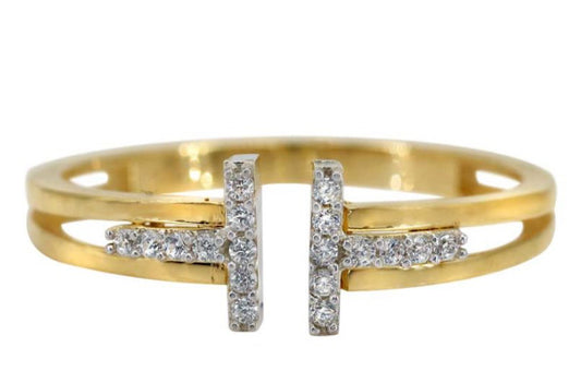 Bague ajustable en or 10 carats avec zircone cubique