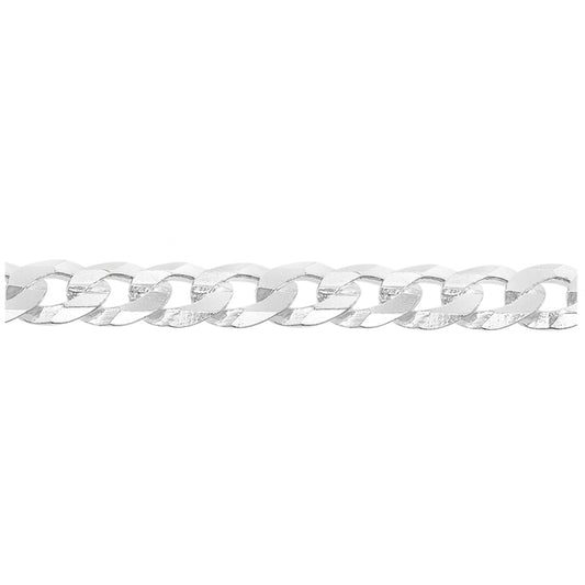 Sterling silver, 2 sides diamond cut flat curb chain (2mm)