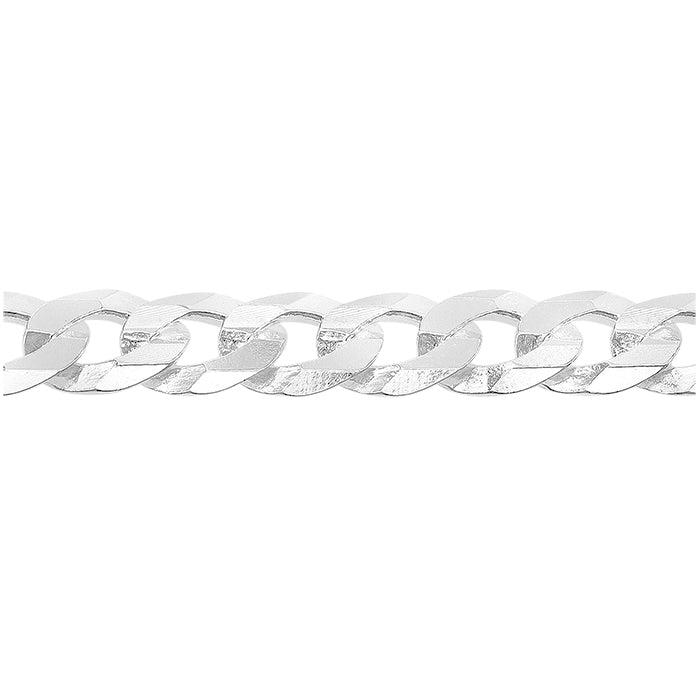 Sterling silver, 6 sides diamond cut flat curb chain (3.8mm)
