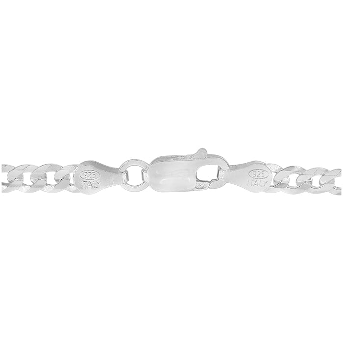 Sterling silver, 6 sides diamond cut flat curb chain (3.8mm)