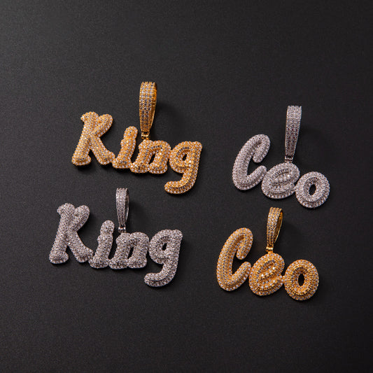 Pendentif personnalisé avec lettres cursives à double couche