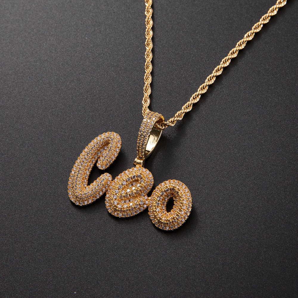 Pendentif personnalisé avec lettres cursives à double couche