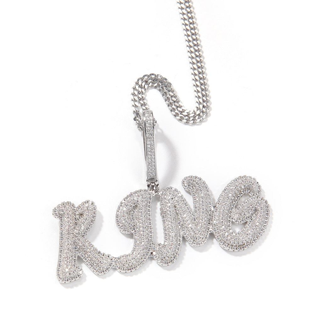 Pendentif personnalisé avec lettres cursives à double couche