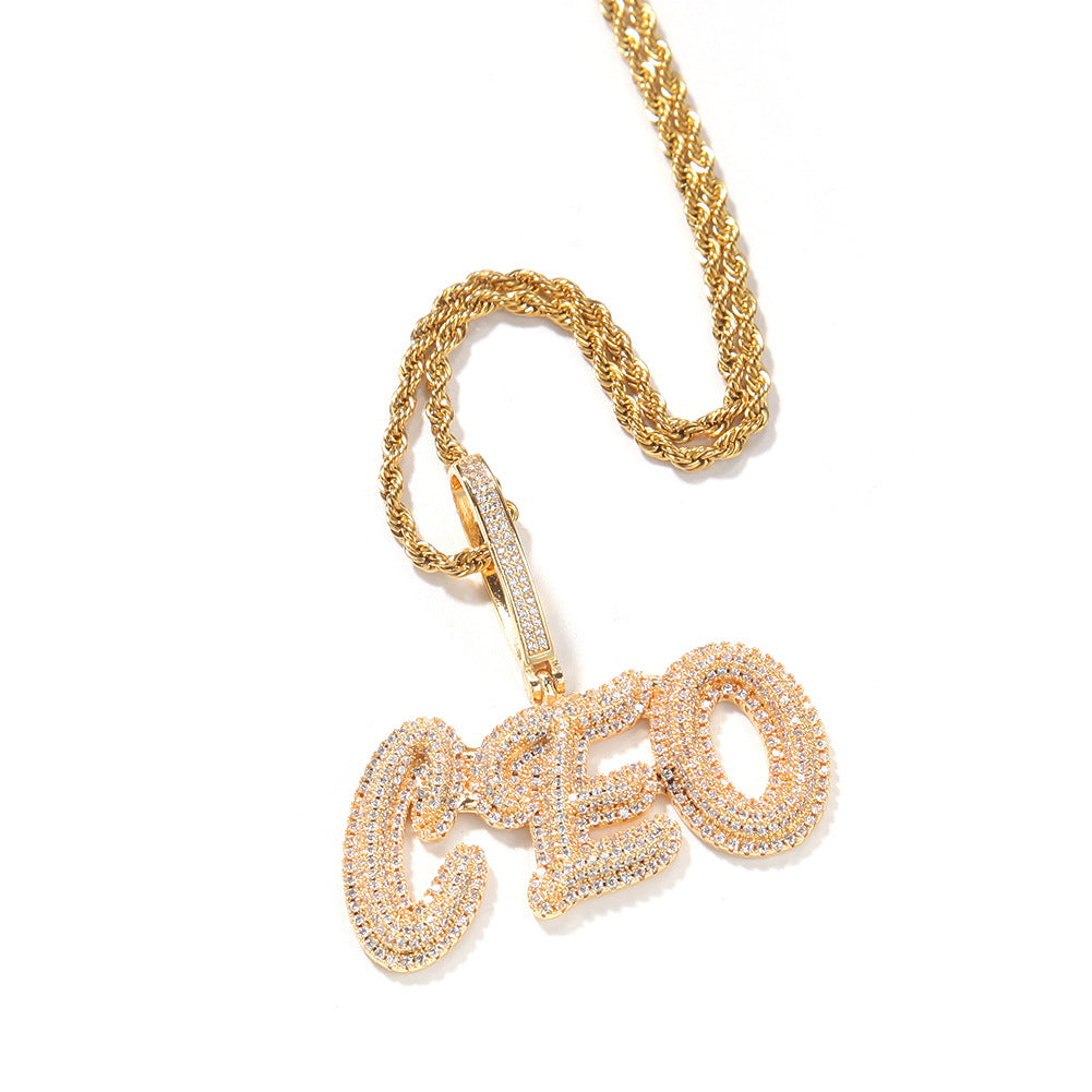 Pendentif personnalisé avec lettres cursives à double couche