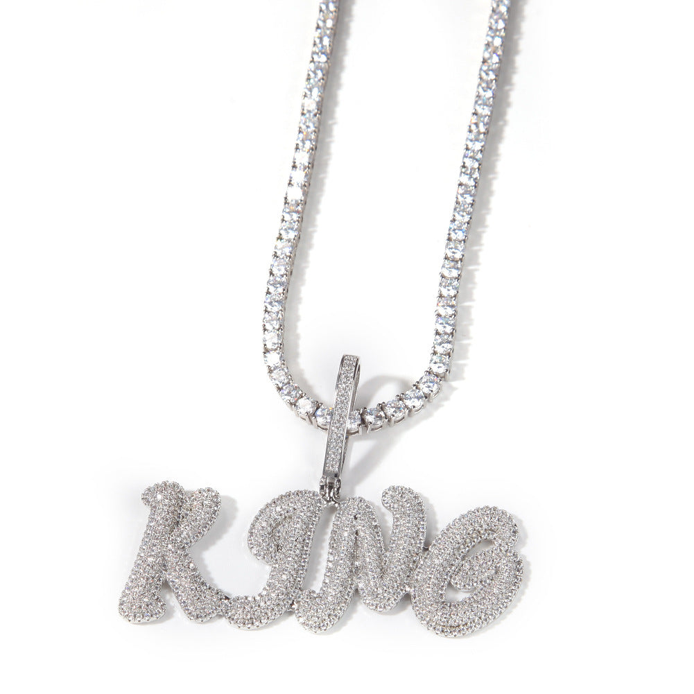 Pendentif personnalisé avec lettres cursives à double couche