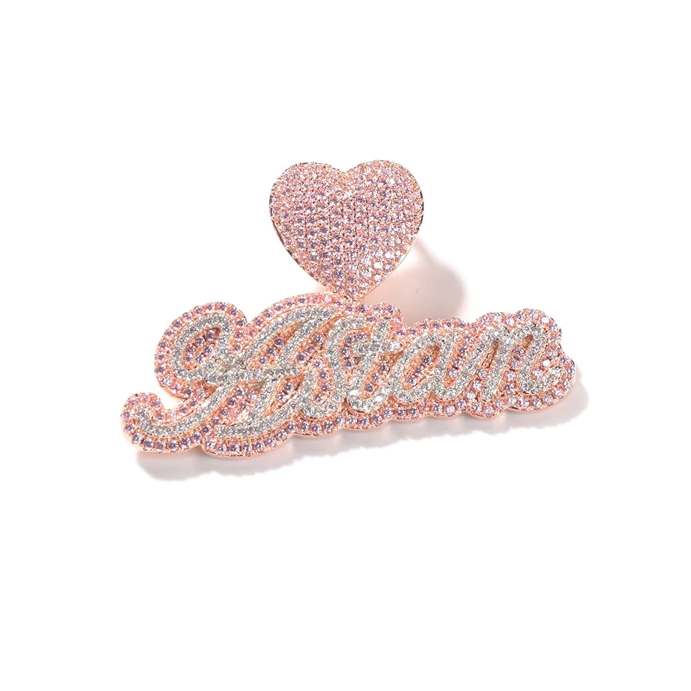 Pendentif personnalisé avec nom et lettre scintillante bicolore de petite taille