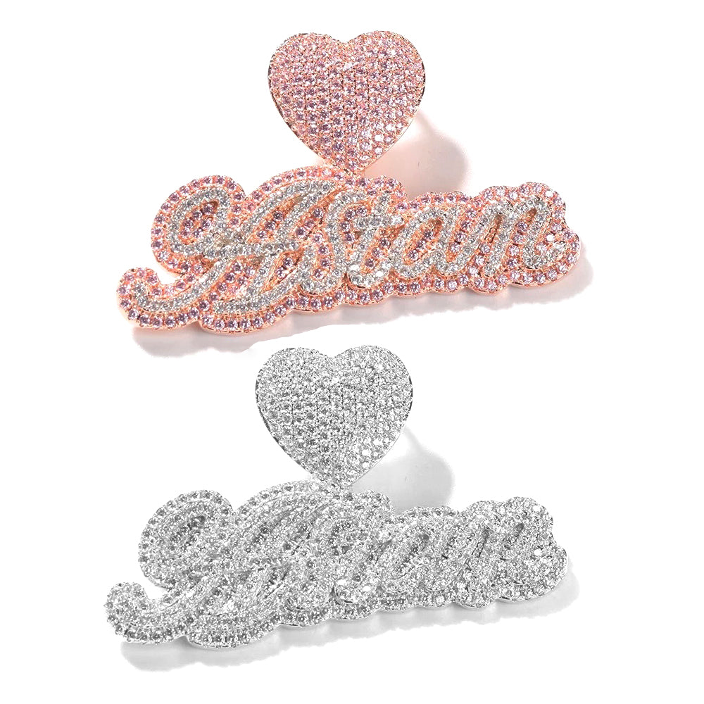 Pendentif personnalisé avec nom et lettre scintillante bicolore de petite taille