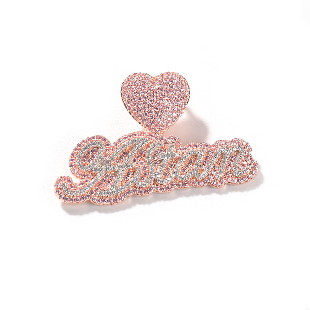 Pendentif personnalisé avec nom et lettre scintillante bicolore de petite taille