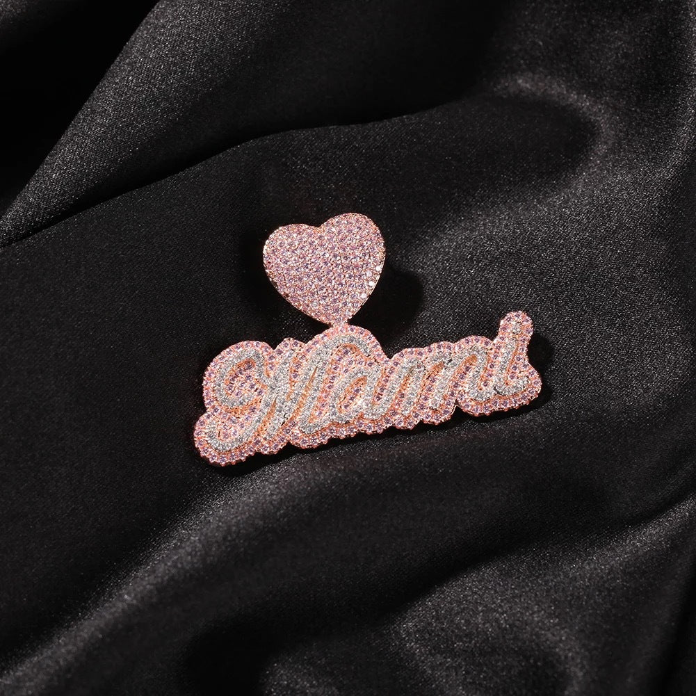 Pendentif personnalisé avec nom et lettre scintillante bicolore de petite taille