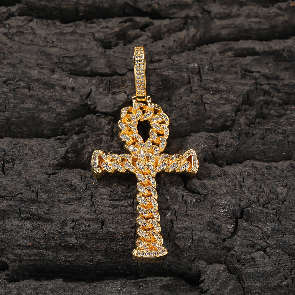 pendentif croix ankh glacé