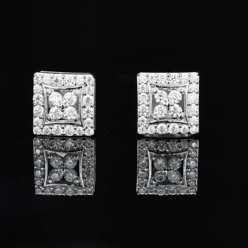 Clous d'oreilles en argent véritable et moissanite