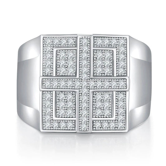 Bague croix en argent véritable et moissanite