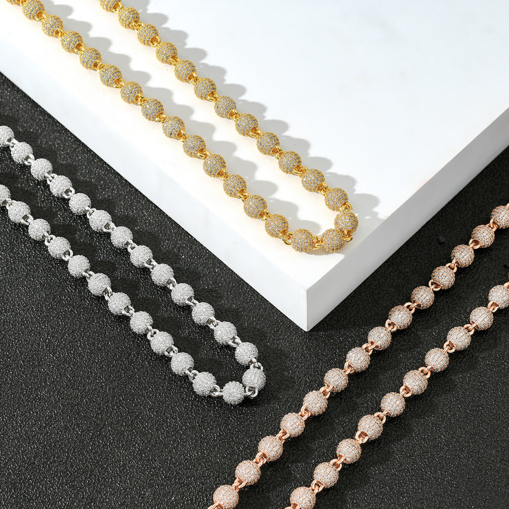 Chaîne à billes glacée plaquée or 18 carats