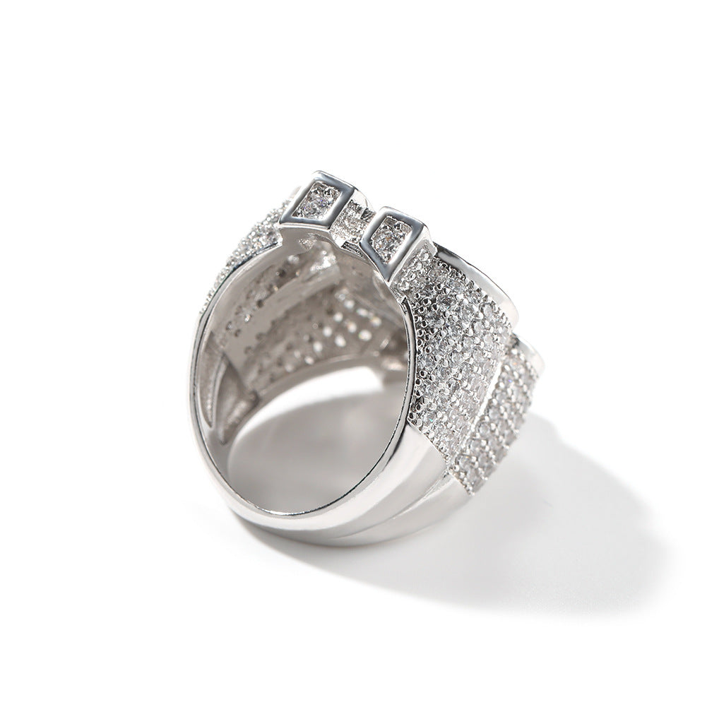 Bague dollar en zircone cubique glacée