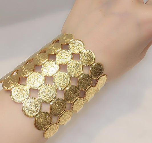 Bracelet jonc pièce plaqué or