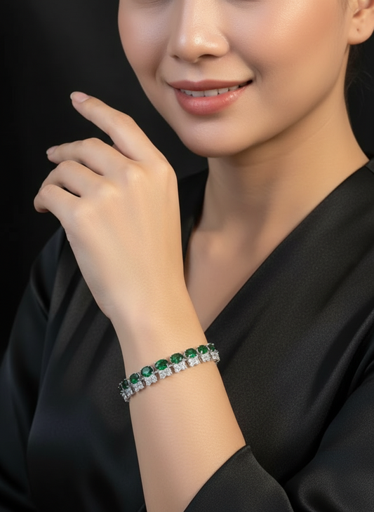 Gold plated emerald bracelet