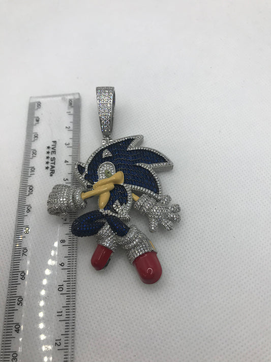 Hip hop iced out sonic pendant