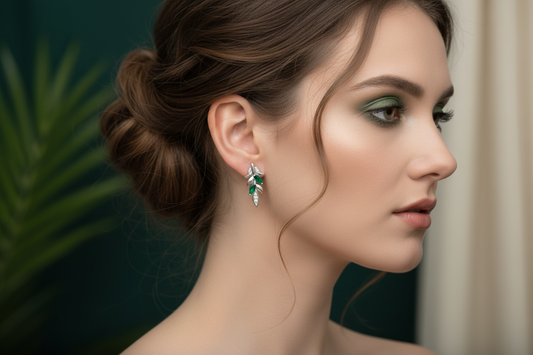 Boucles d'oreilles en feuille d'argent véritable