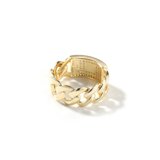 Bague cubaine en cuivre plaquée or 14 carats avec zircone cubique Monaco S