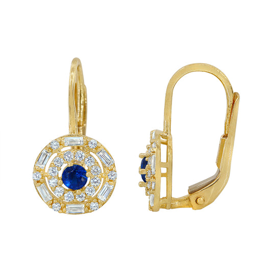 Boucles d'oreilles en or véritable et zircone cubique,