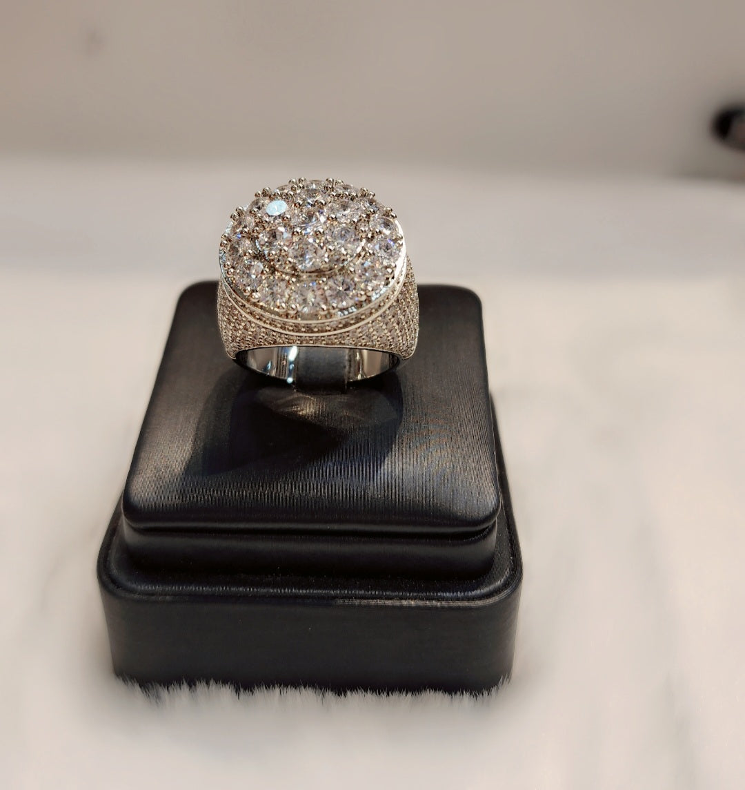 Bague plaquée or blanc glacée