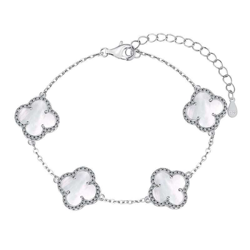 Ensemble de trèfles en argent véritable