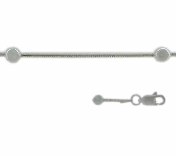 Chaîne serpent en argent sterling avec perle boule (1,2 mm)