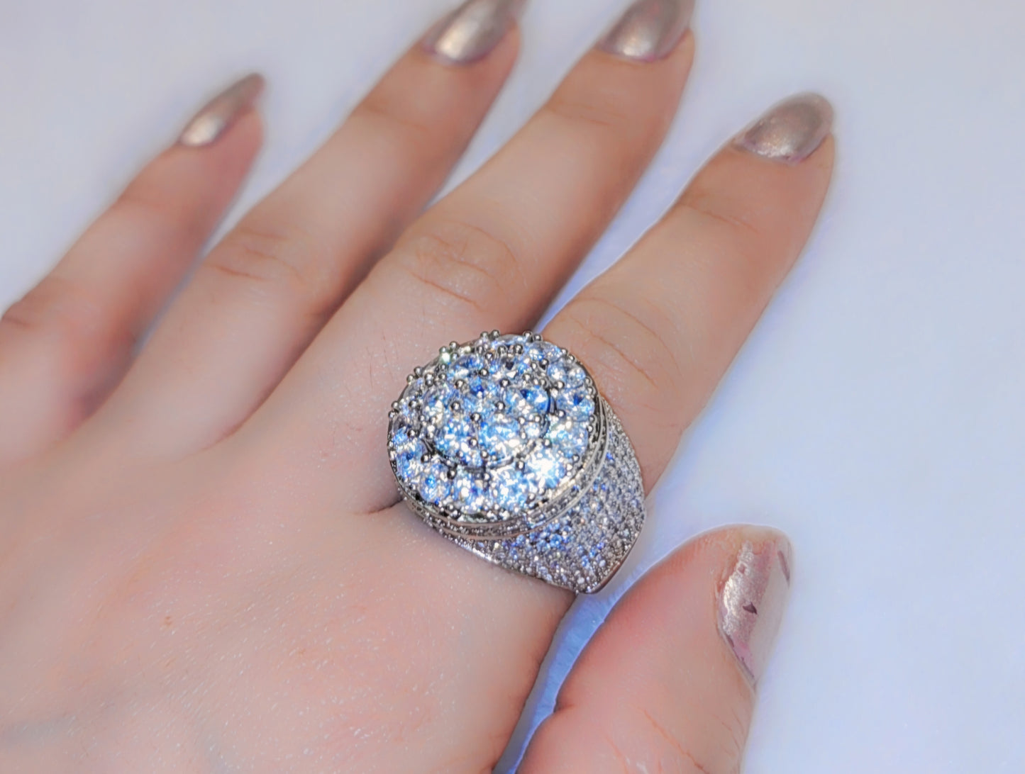Bague plaquée or blanc glacée