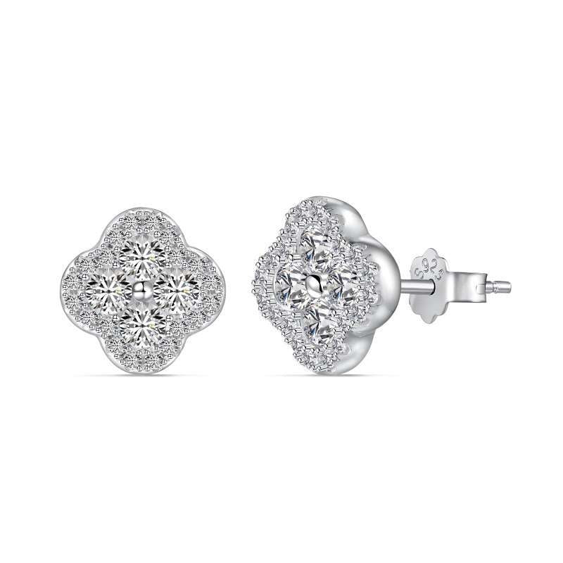 Ensemble de trèfles en argent véritable