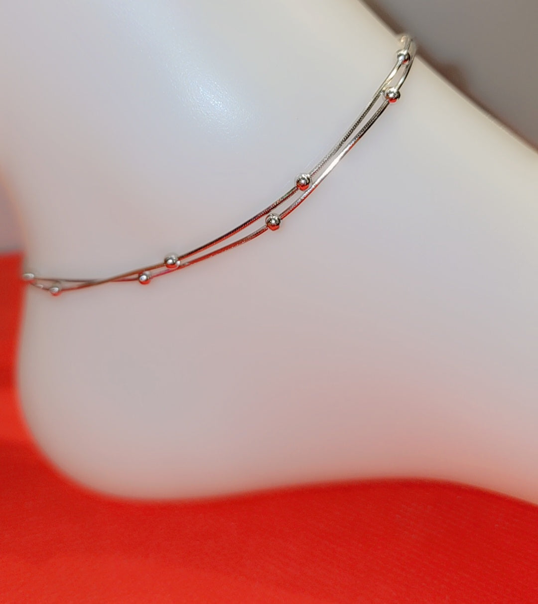 Bracelet de cheville avec boule en argent véritable