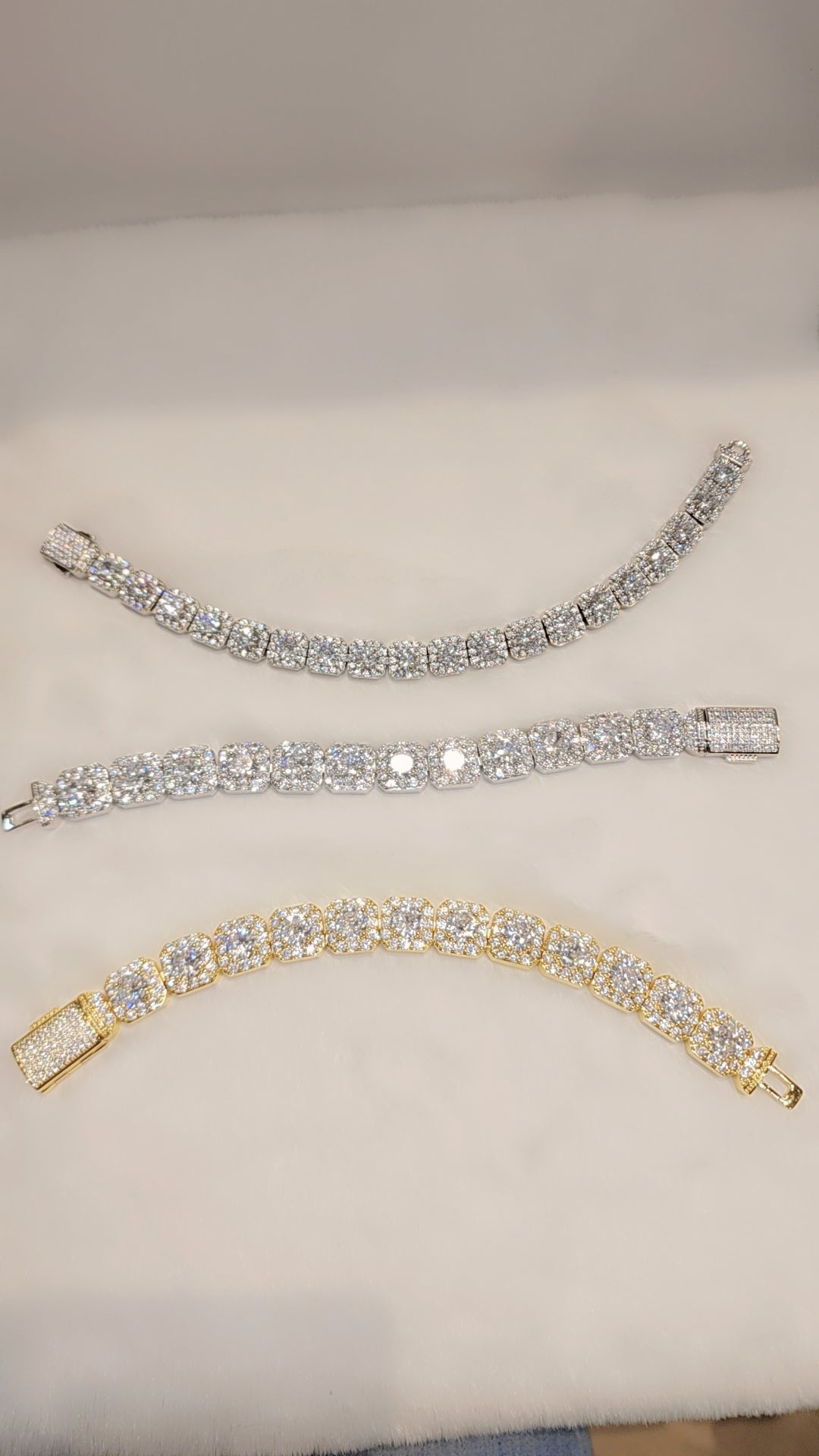 Bracelet de tennis plaqué or glacé