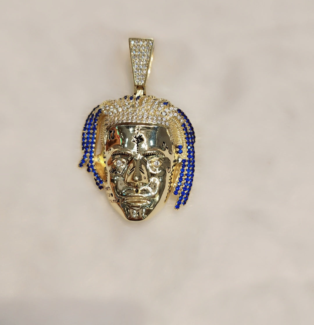 Pendentif rappeur plaqué or blanc glacé