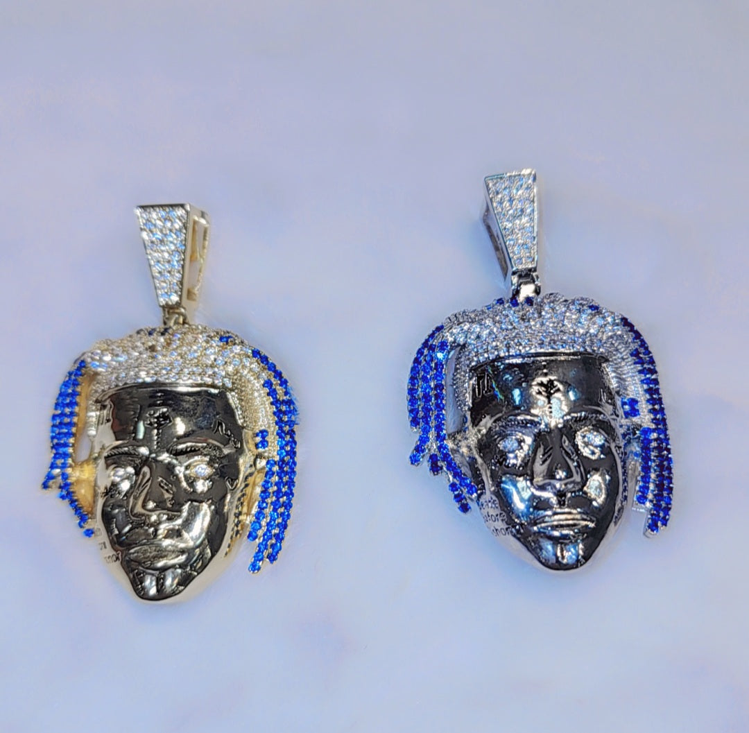 Pendentif rappeur plaqué or blanc glacé