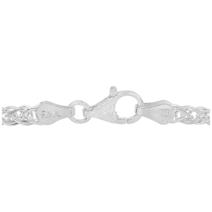 Chaîne triple blé en argent sterling, 4 côtés, taille diamant (3 mm)