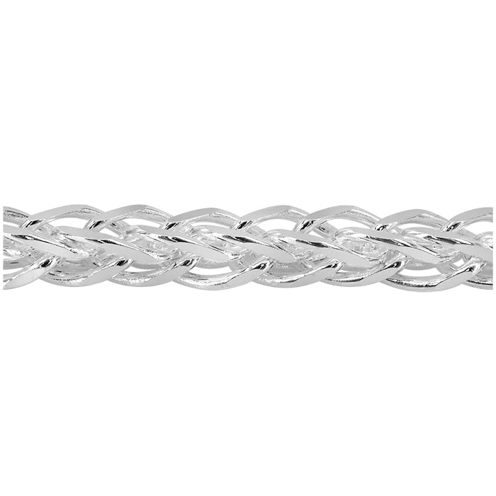 Chaîne triple blé en argent sterling, 4 côtés, taille diamant (3 mm)