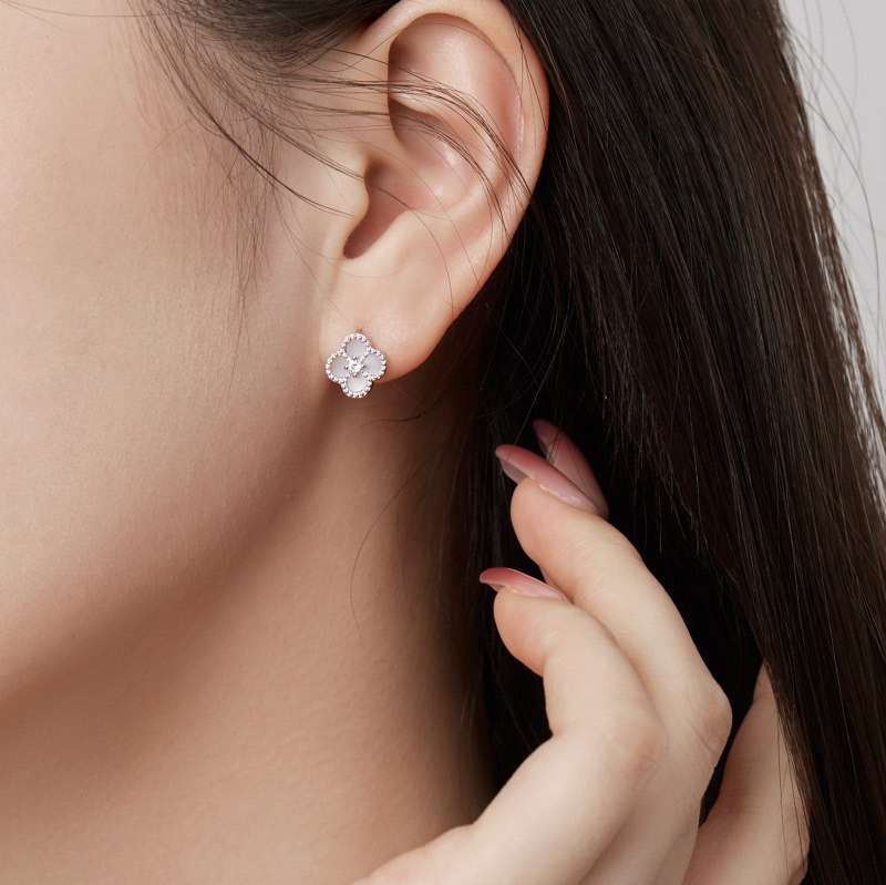 Ensemble de trèfles en argent véritable