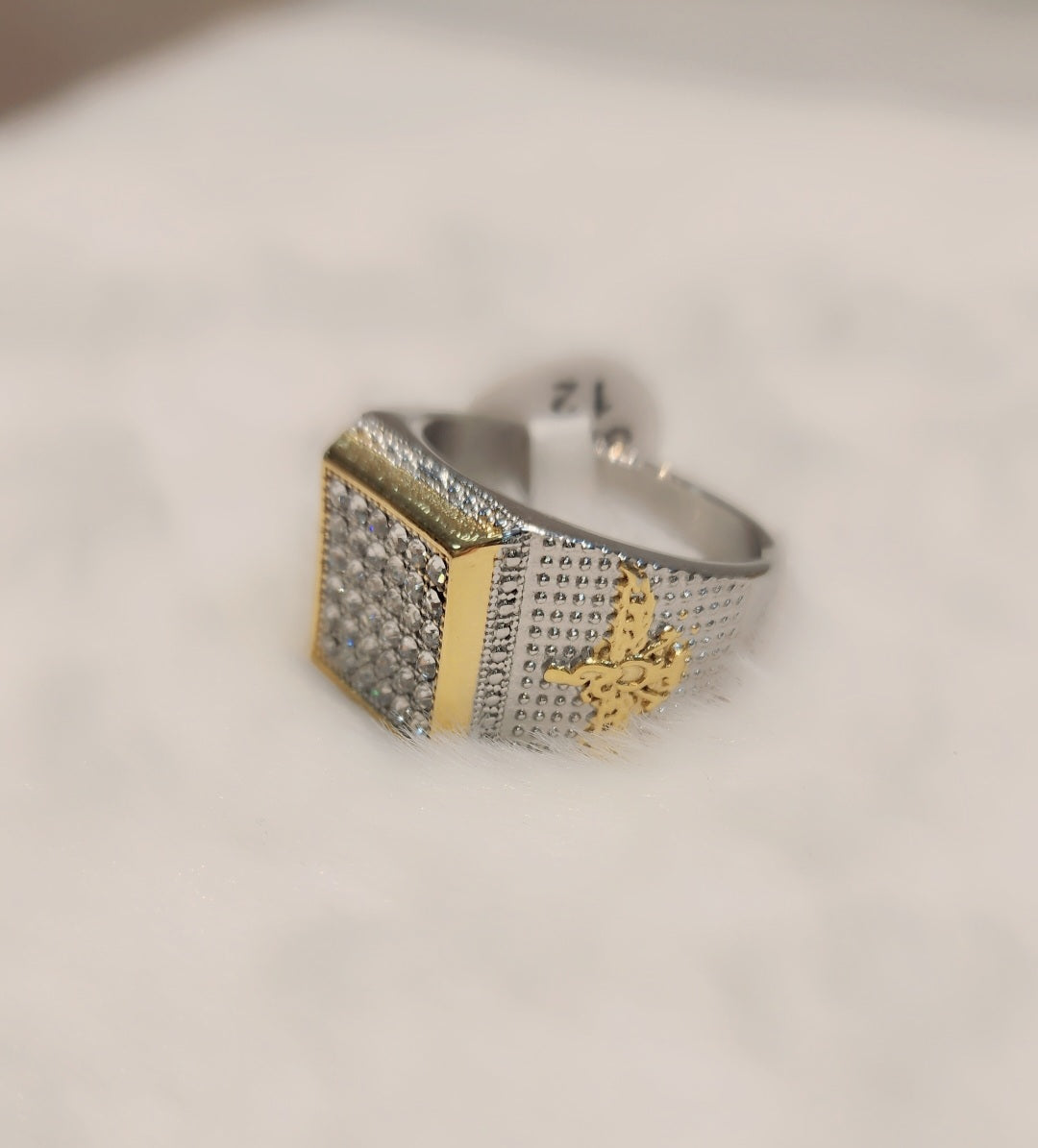Bague carrée bicolore plaquée or