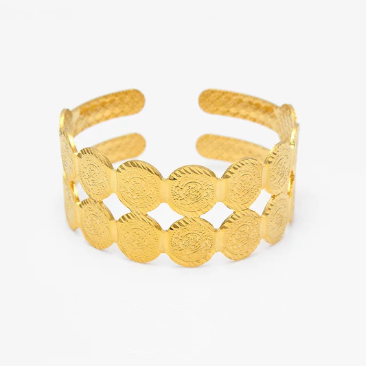 Coin Bangle, gold plated
