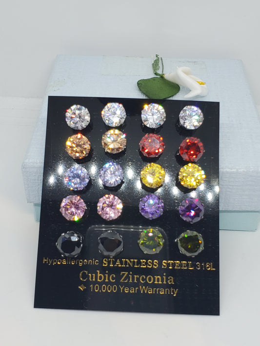 Clous d'oreilles en acier inoxydable avec pierres CZ
