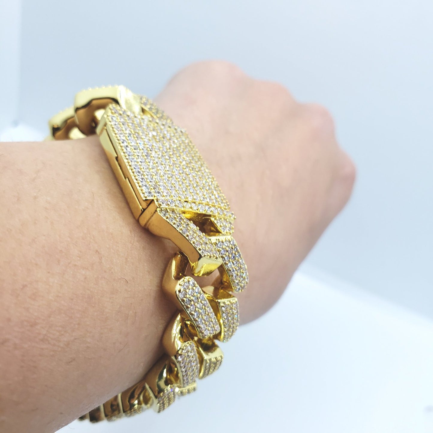Bracelet à maillons cubains Miami glacé