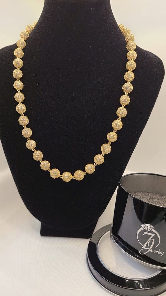 18k Gold plated iced out ball chain