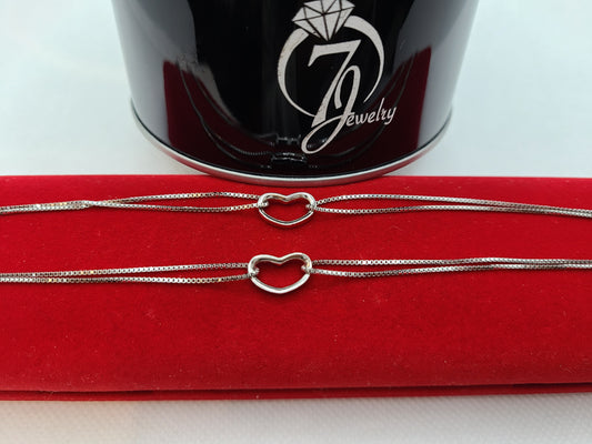 Trendy heart Real silver  anklets