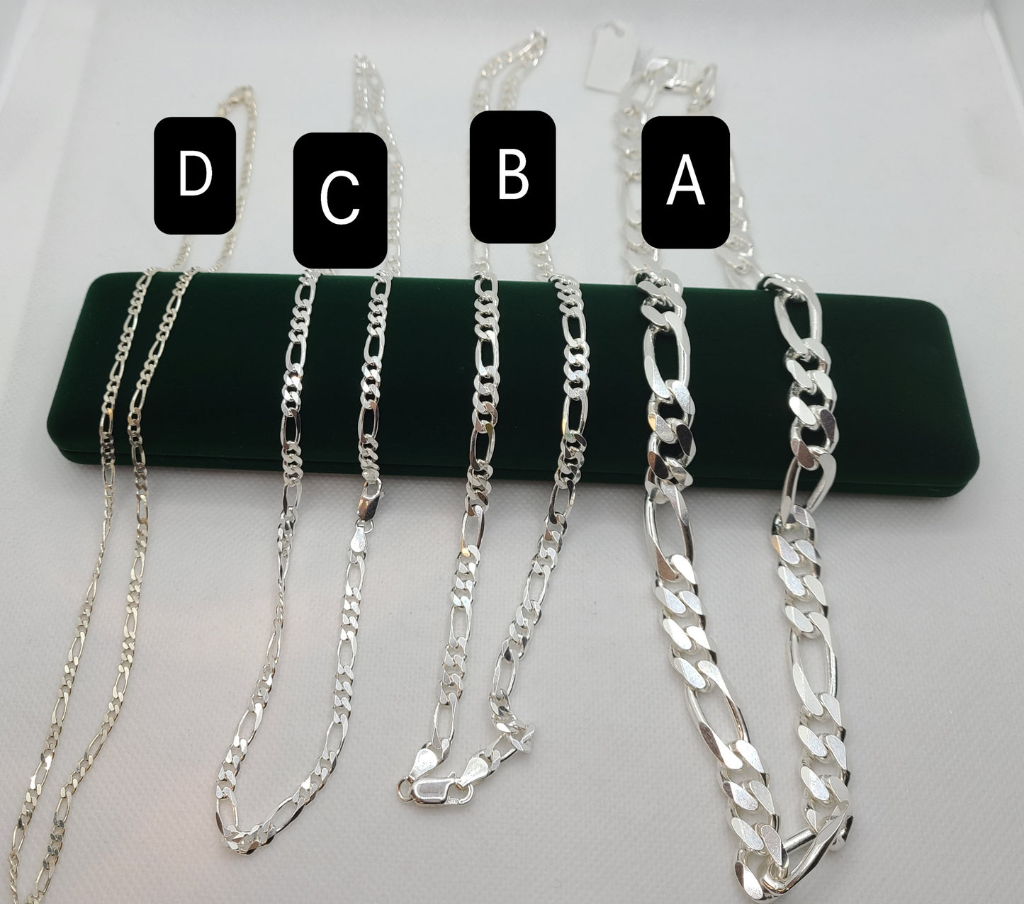 Chaînes figaro en argent sterling 925